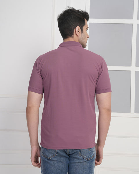 Exalon Aspire Muted Rose Regular Fit Polo T-Shirt for Men