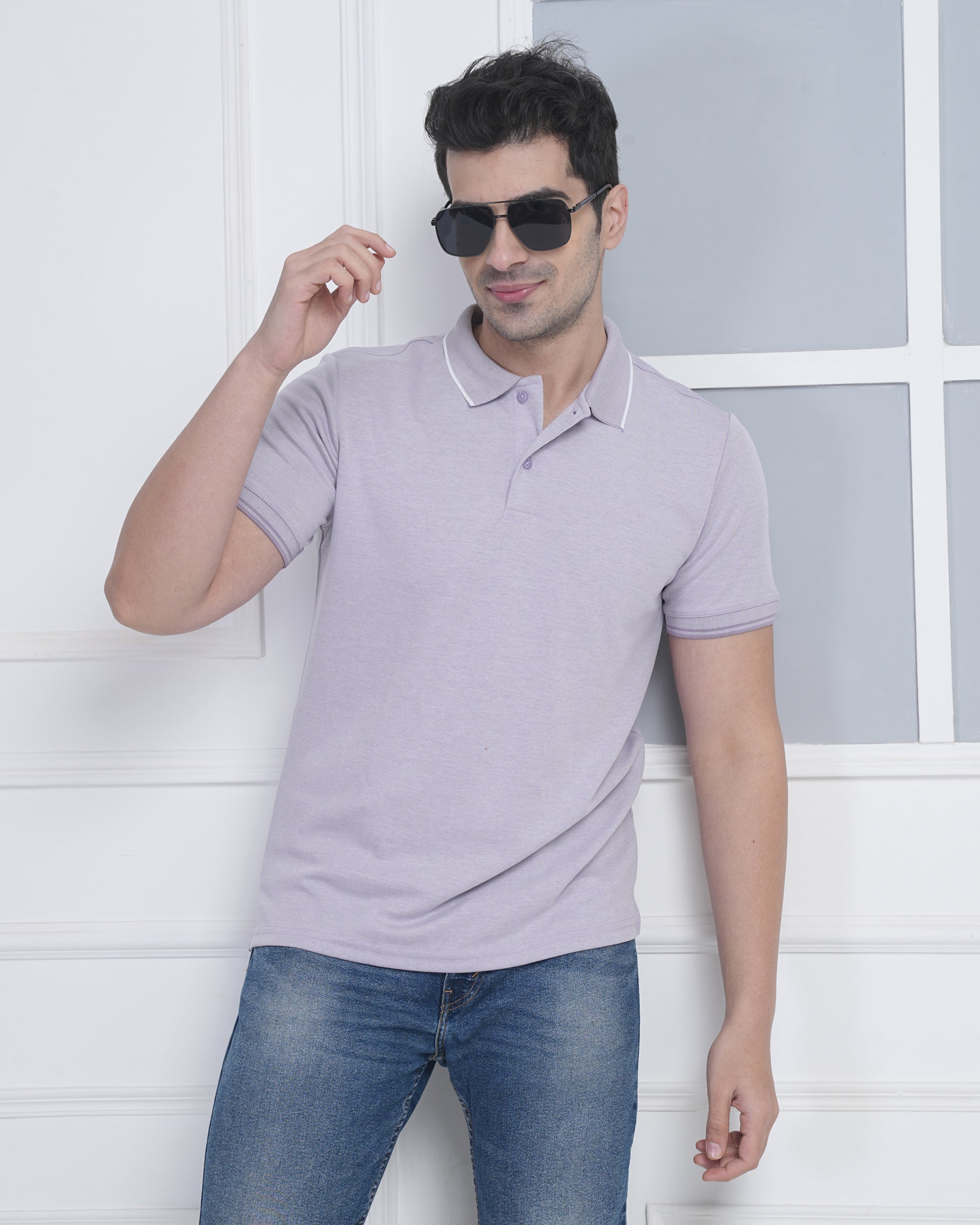Light Lavender Flex Blend Polo T-Shirt for Men