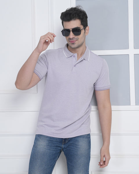 Lavender Polo Neck T-Shirt for Men