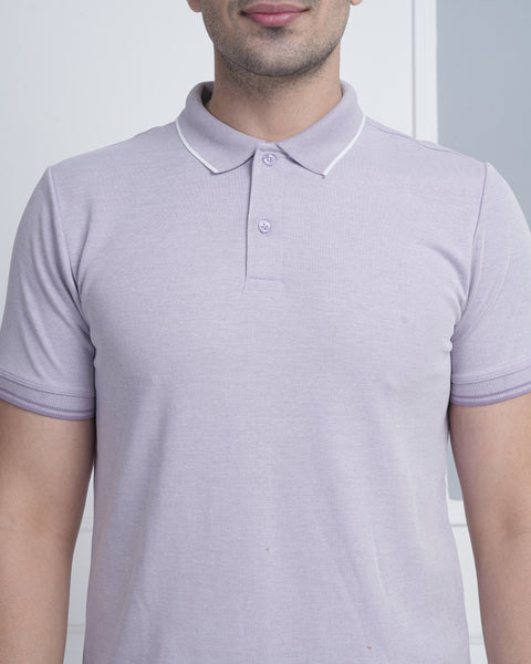 Lavender Polo Neck T-Shirt for Men