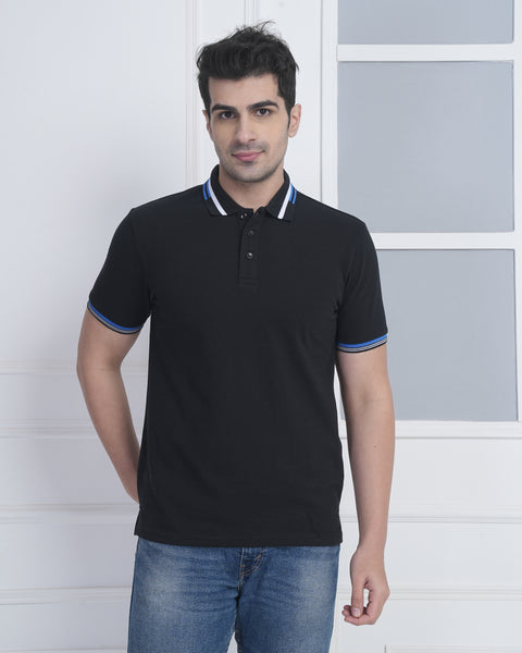 Exalon Classic Black Polo T-Shirt for Men