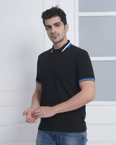 Exalon Classic Black Polo T-Shirt for Men