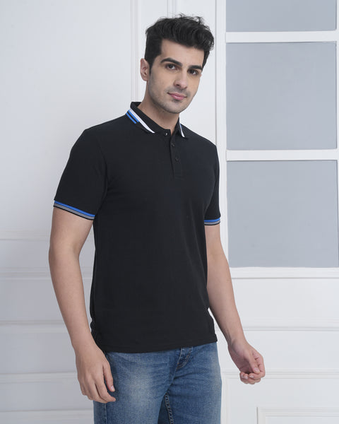 Exalon Classic Black Polo T-Shirt for Men
