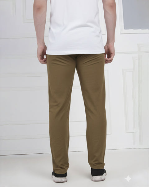 Olive Brown Breathable Performance Track Pants for Men