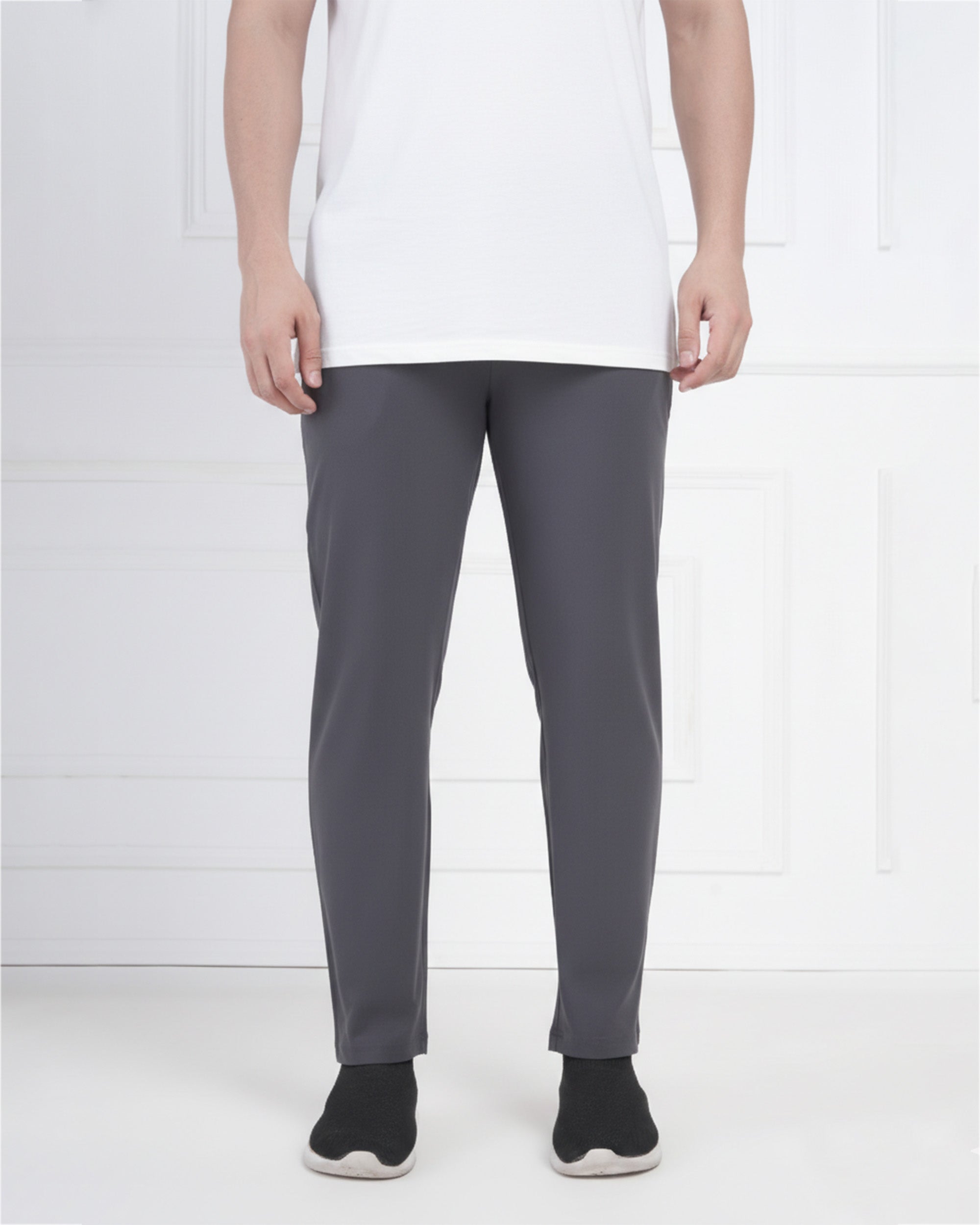 Slate Grey Stretch Performance Track Pants for Men