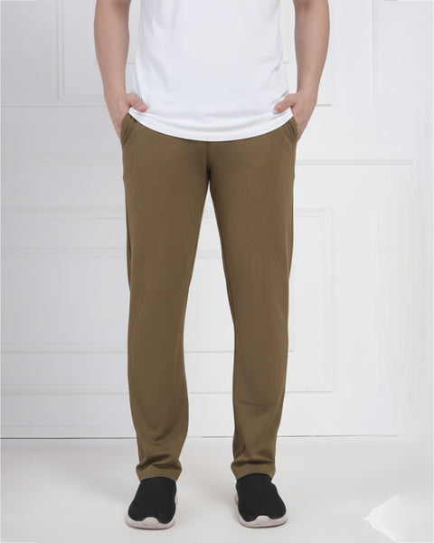 Olive Brown Breathable Performance Track Pants for Men