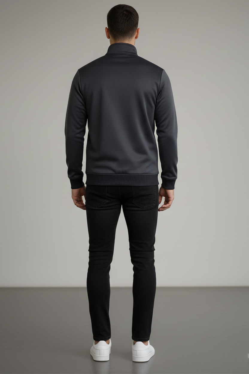 Men’s Premium Winter Zip Jacket with High Neck & Zipper Pockets – Exalon