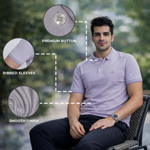 Lavender Polo Neck T-Shirt for Men