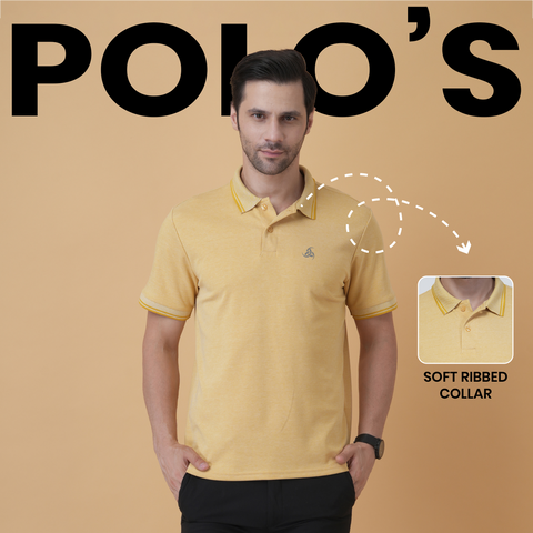 Mustard Polo T-Shirt with Fine Collar Detail