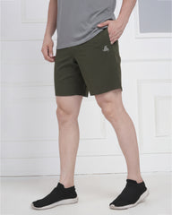 Olive Green Performance Polyester Gym Shorts for Men