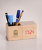 Wooden LED Desk Clock with Pen Holder BlockTime Organizer