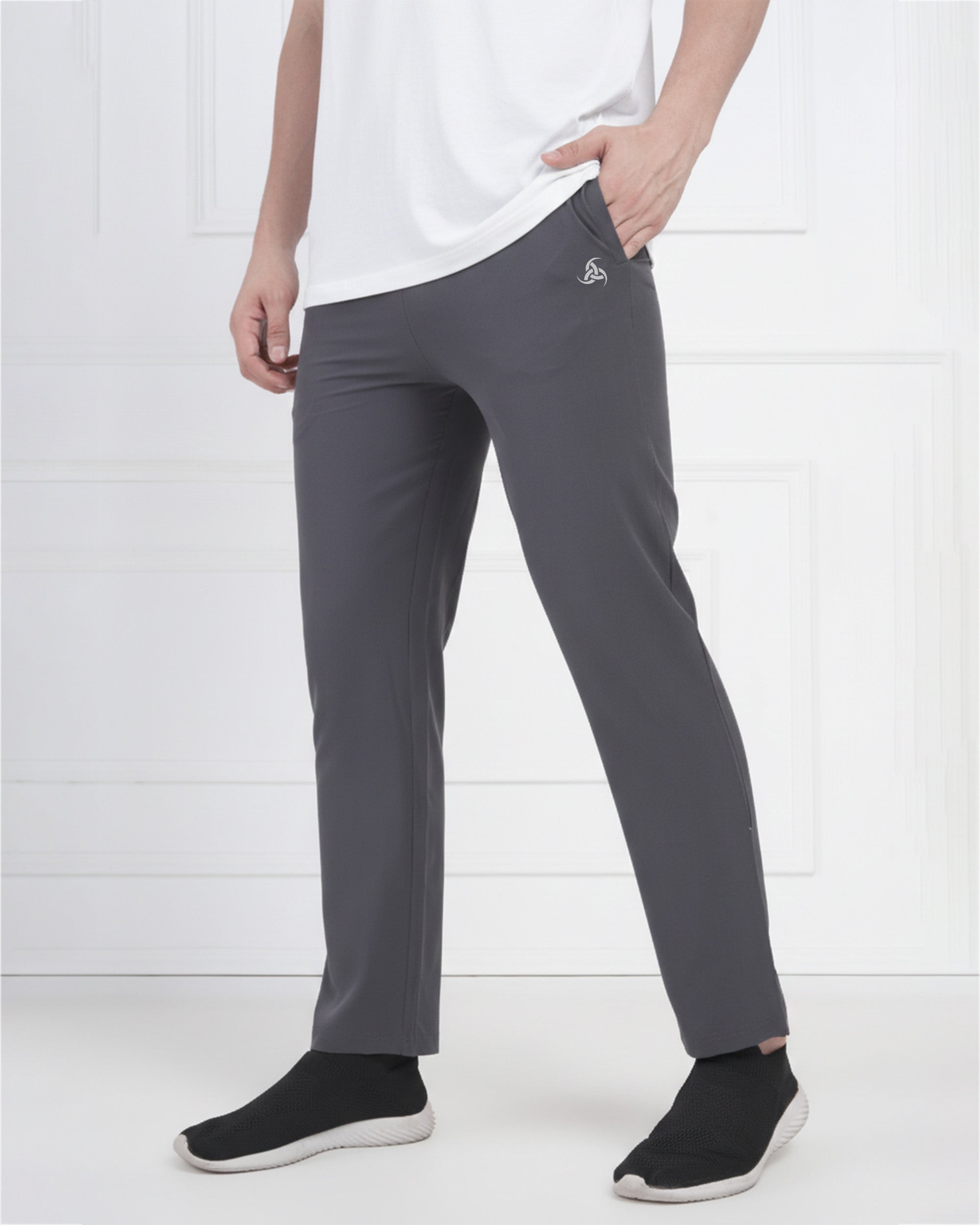 Slate Grey Stretch Performance Track Pants for Men