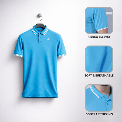 Soft Blue Polo T-Shirt with Clean Modern Finish
