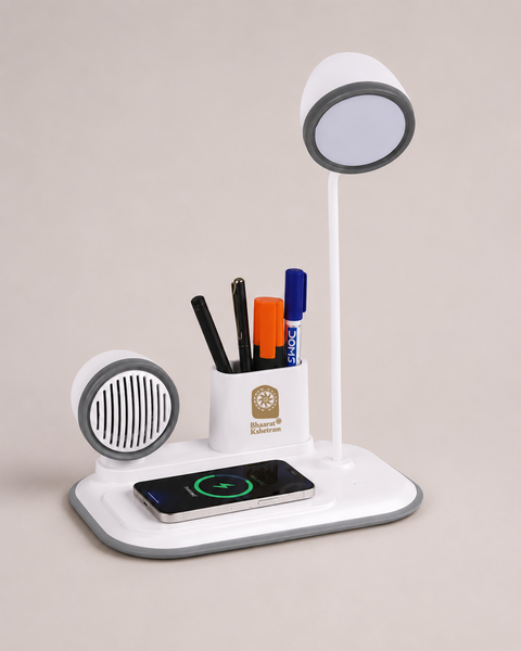 Retro Vibe Smart Desk Lamp with Bluetooth Speaker and Wireless Charger