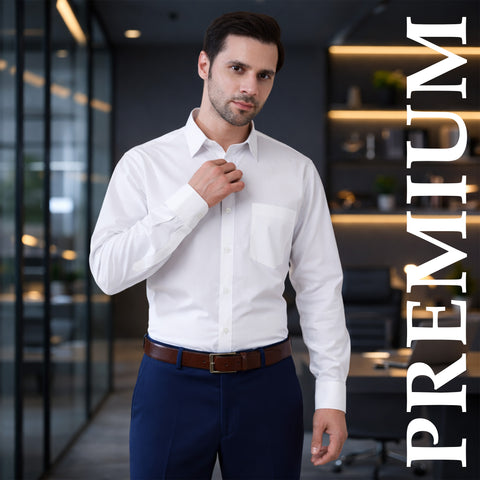 Premium White 100% Cotton Formal Shirt for Men