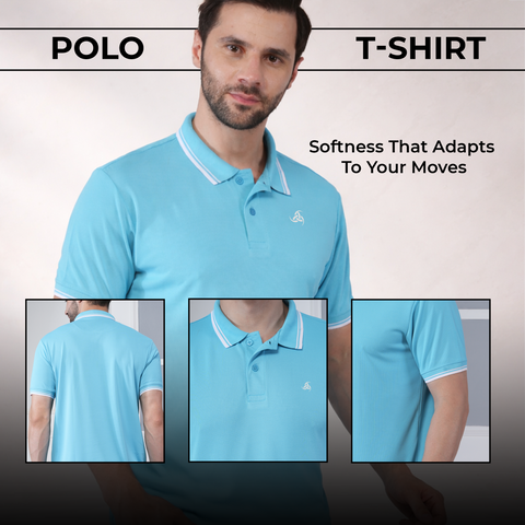 Soft Blue Polo T-Shirt with Clean Modern Finish