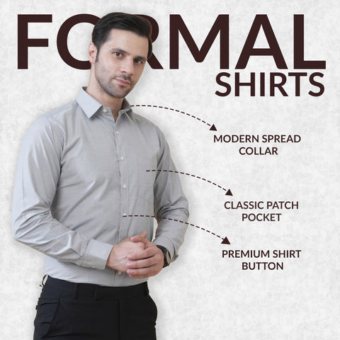 Light Grey Smart Formal Shirt for Men Elegant Office Wear Look