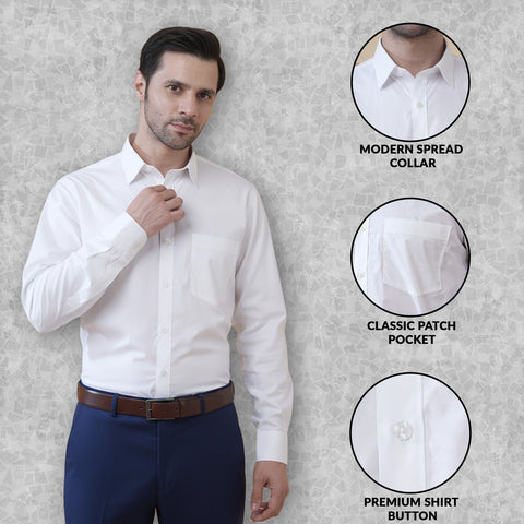Premium White 100% Cotton Formal Shirt for Men