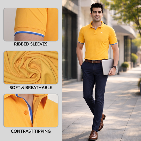 Dual-Tone Collar Polo T-Shirt for Men