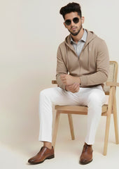 Men's Premium Beige Zip-Up Hoodie | Stylish Lightweight Wear Hoodie
