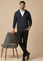 Men’s Premium Navy Zip-Up Hoodie | Soft Warm Fabric for Everyday Wear