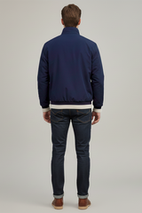 Men’s Premium Navy Blue Winter Jacket with Full-Zip & Ribbed Detailing