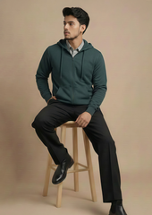 Men’s Premium Green Zip-Up Hoodie | Soft Warm Fabric for Daily Comfort