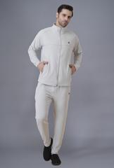 Exalon Men’s Classic White Premium Markin Fabric Tracksuit