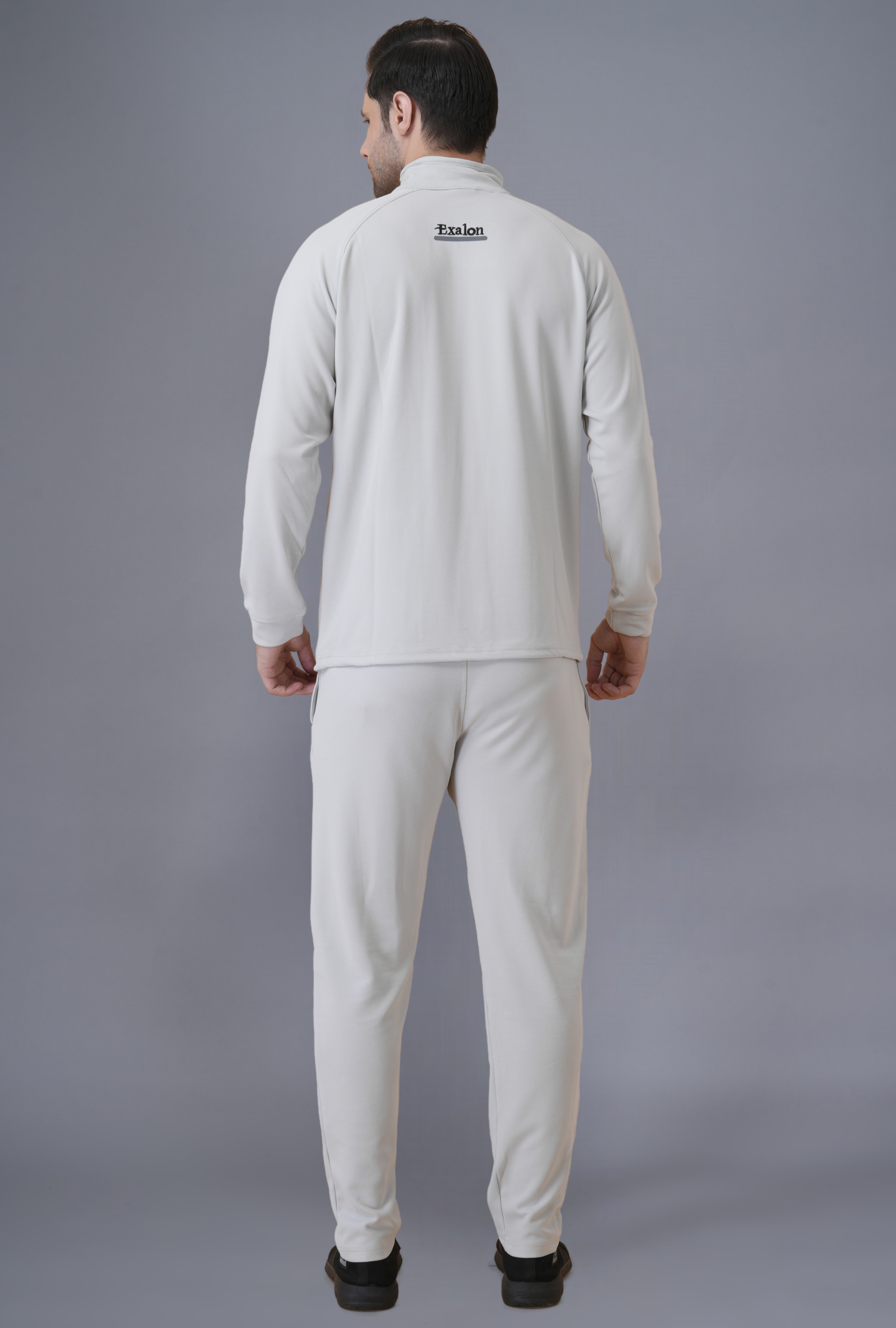 Exalon Men’s Classic White Premium Markin Fabric Tracksuit