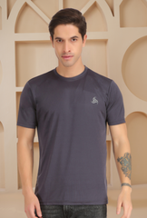 Slate Grey Men’s Round Neck T-Shirt Dot Knit Breathable Fabric