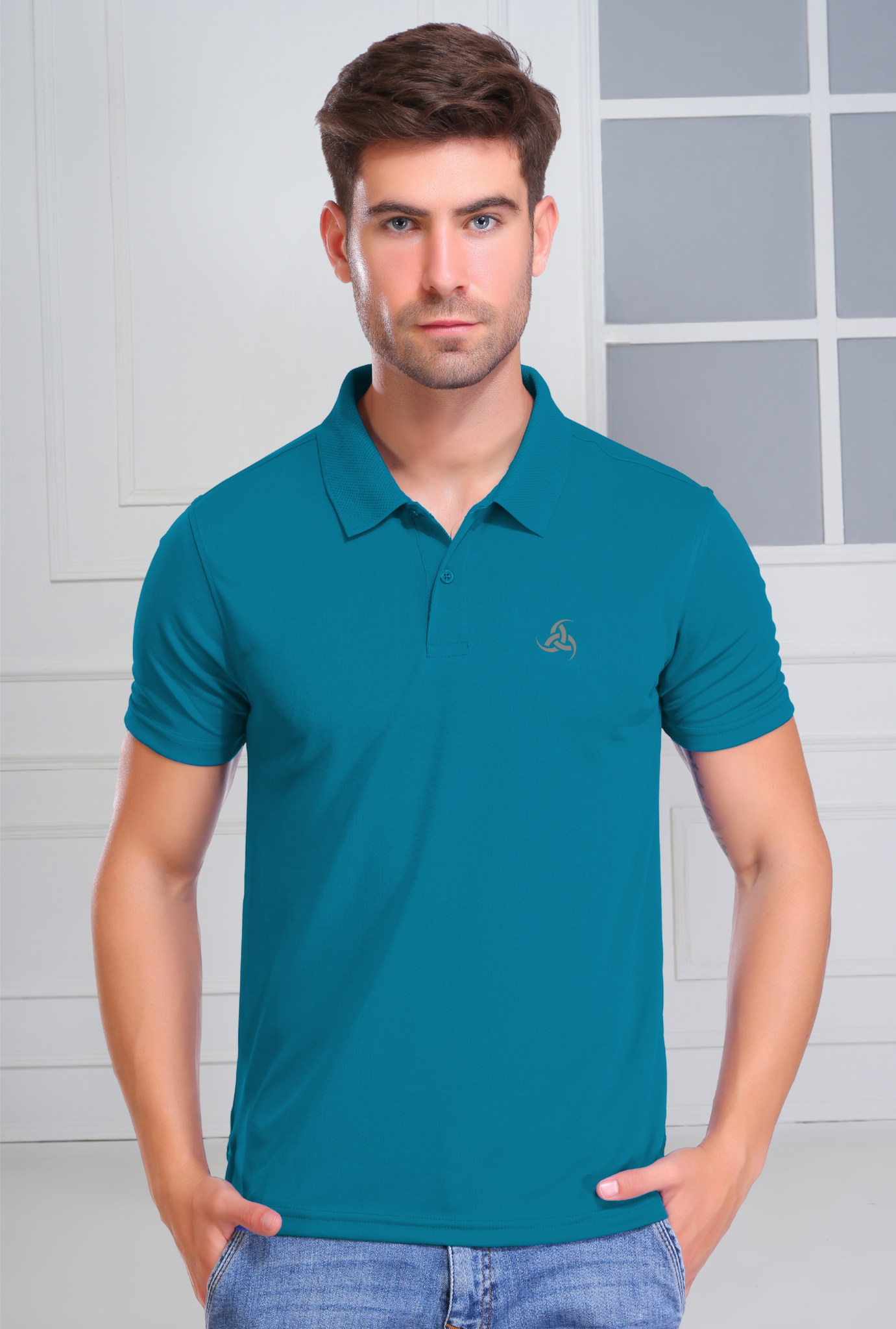 Air Force Blue Men’s Premium Polo T-Shirt – 100% Micro Polyester