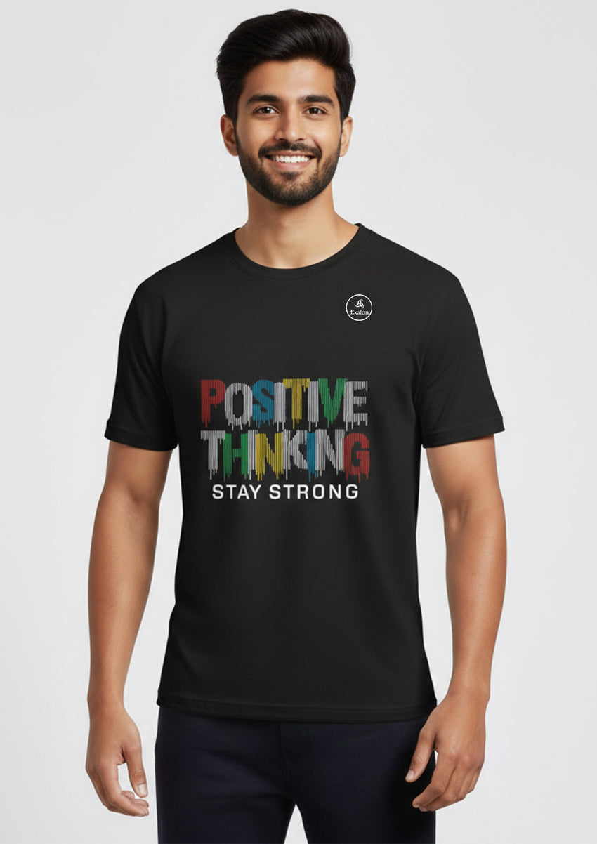 Positive Thinking Motivational Polyester T-Shirt for Men