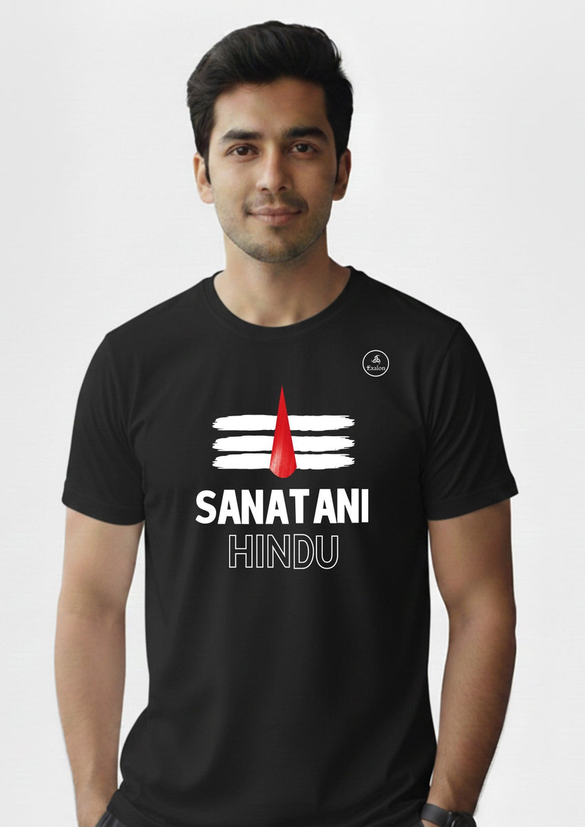 Sanatani Hindu Trishul Printed Polyester T-Shirt for Men