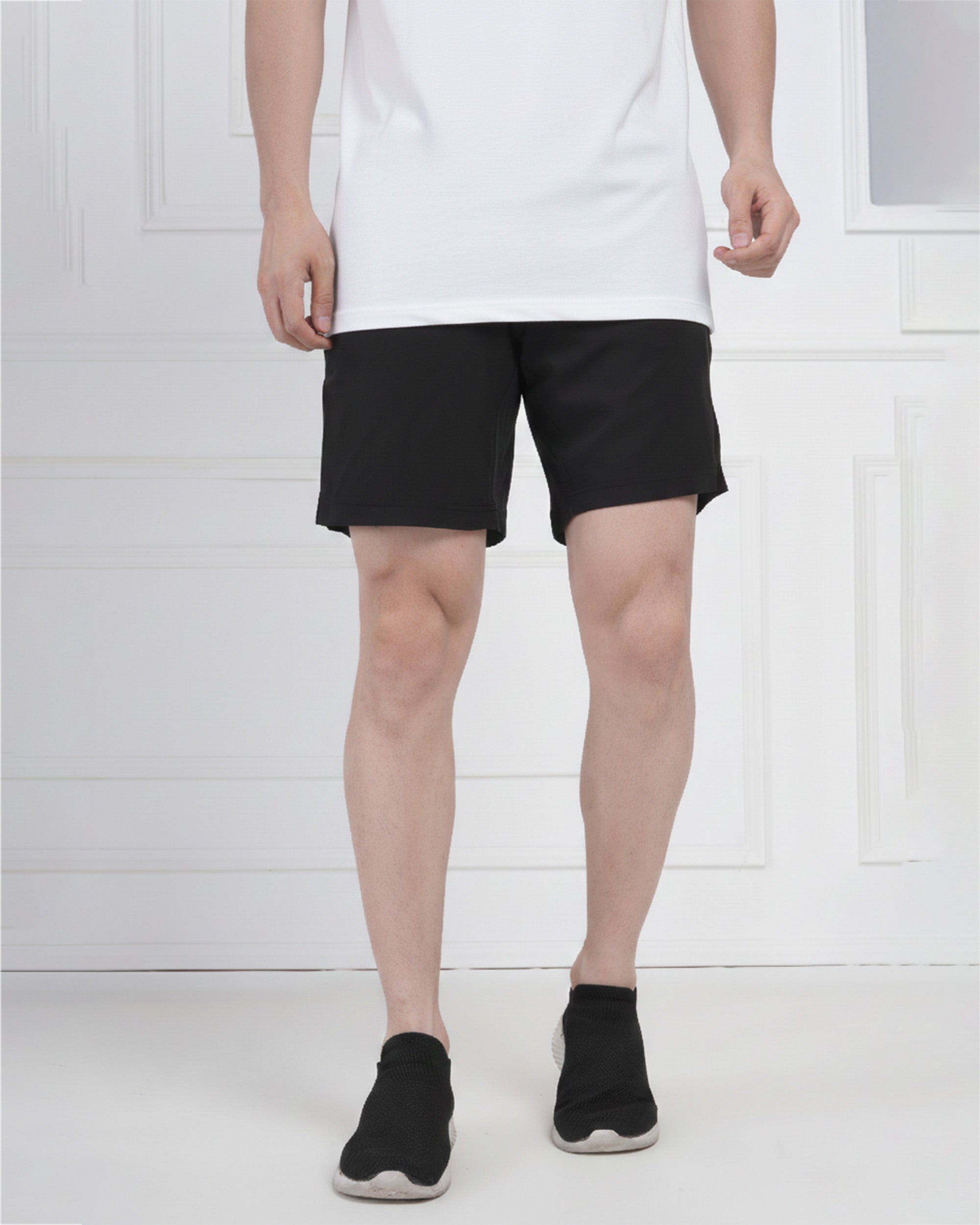 Black Performance Polyester Training Shorts for Men