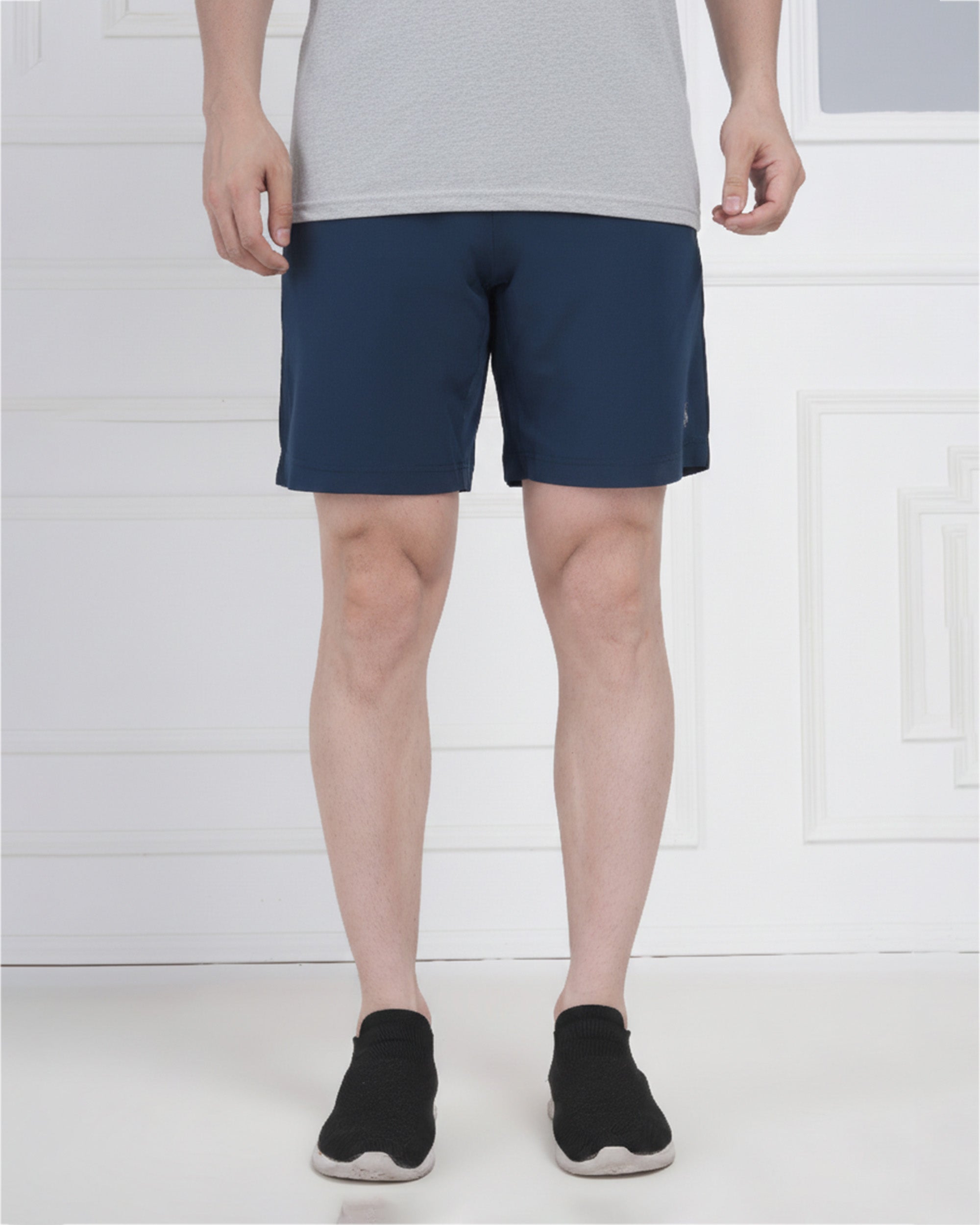 Navy Blue Performance Polyester Workout Shorts for Men