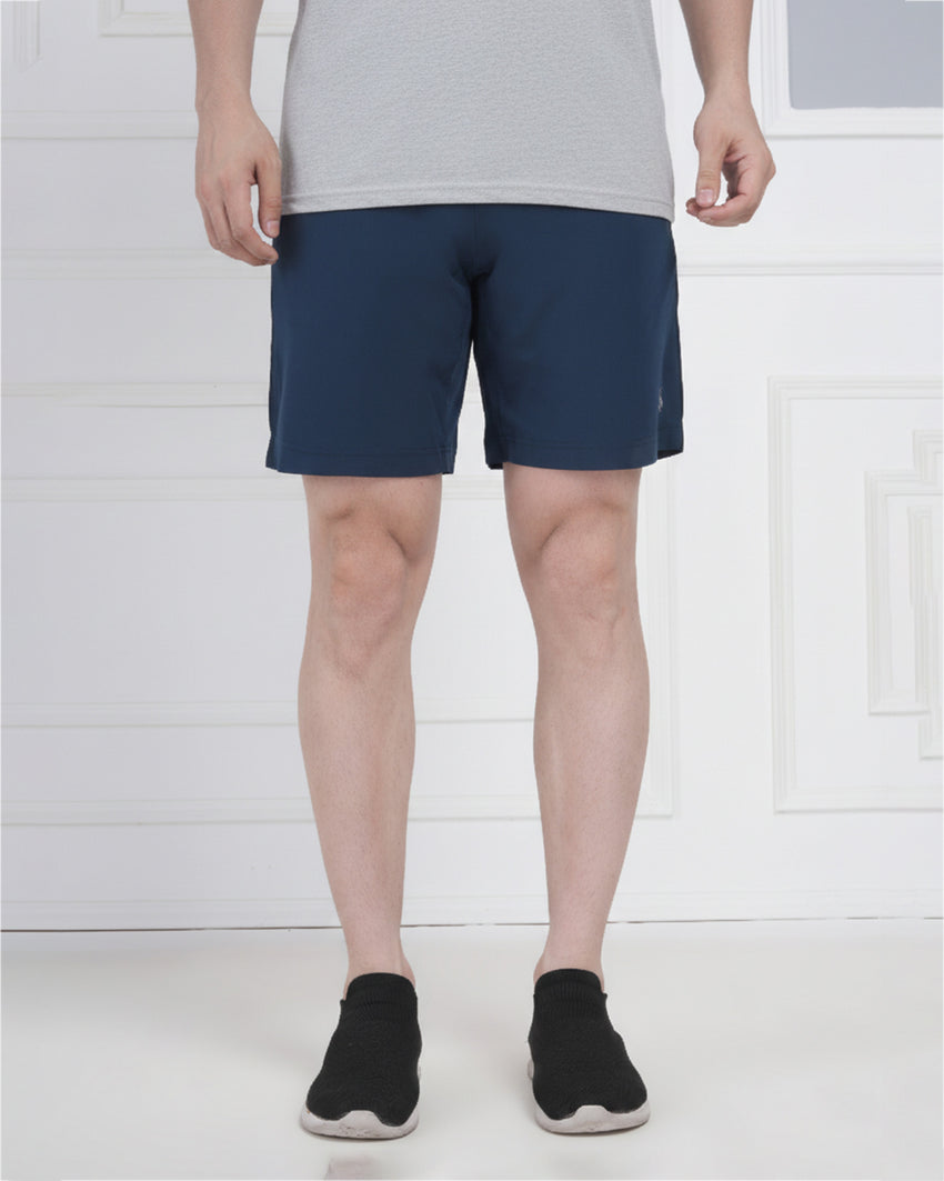 Navy Blue Performance Polyester Workout Shorts for Men