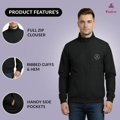 Exalon Premium Black Winter Jacket for Men | Full-Zip Warm & Stylish