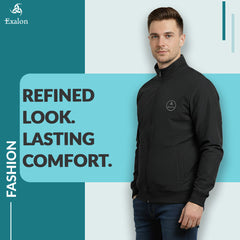 Exalon Premium Black Winter Jacket for Men | Full-Zip Warm & Stylish