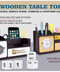 Executive Wooden Desk Organizer with Clock Mobile Stand and Calendar