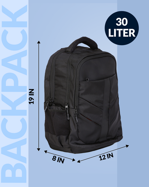 Black Laptop Backpack 30L Multi Use Travel School Office Bag