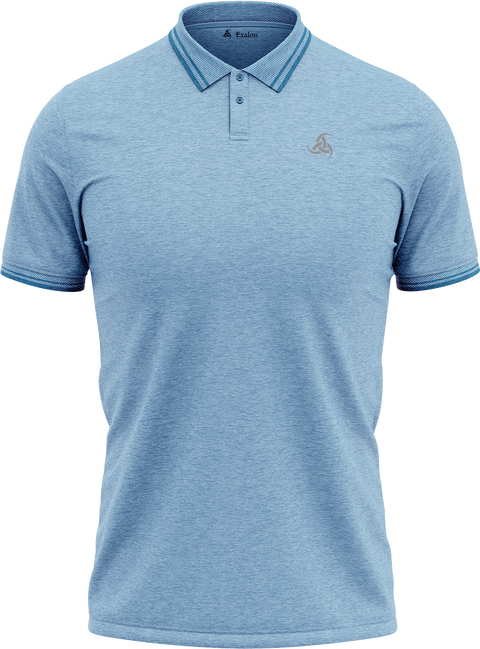 Men’s Sky Blue Polo T-Shirt with Subtle Contrast Detail