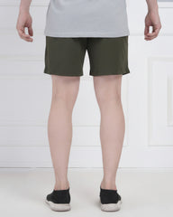 Olive Green Performance Polyester Gym Shorts for Men