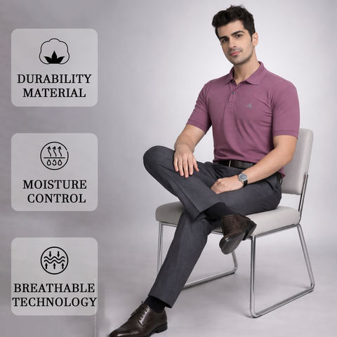 Exalon Aspire Muted Rose Regular Fit Polo T-Shirt for Men