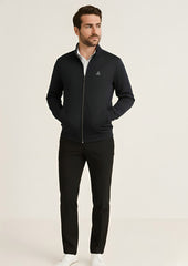 Men’s Premium Black Polyester Zip-Up Jacket | Smart Office & Casual Wear