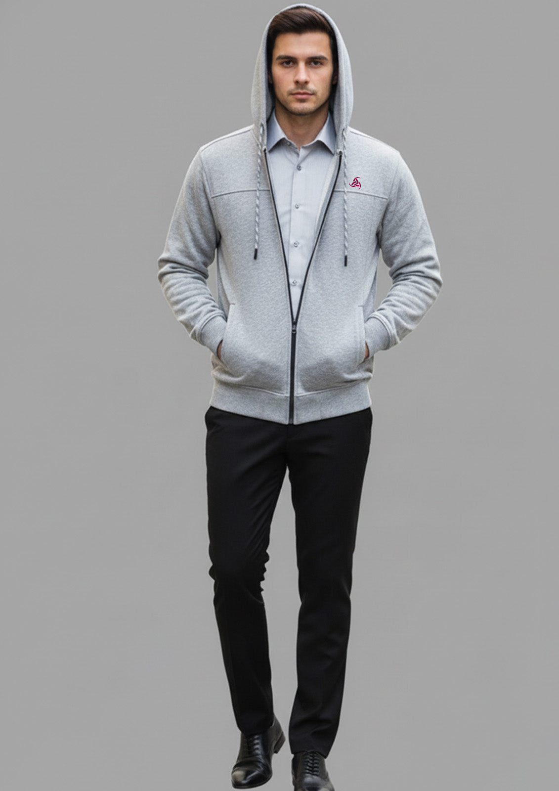 Men’s Premium Grey Zip-Up Hoodie | Soft Warm Winter Wear by Exalon