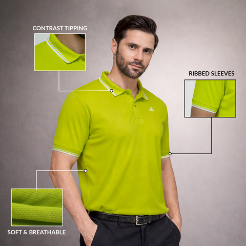 Lime Green Polo T-Shirt with Contrast Tipping